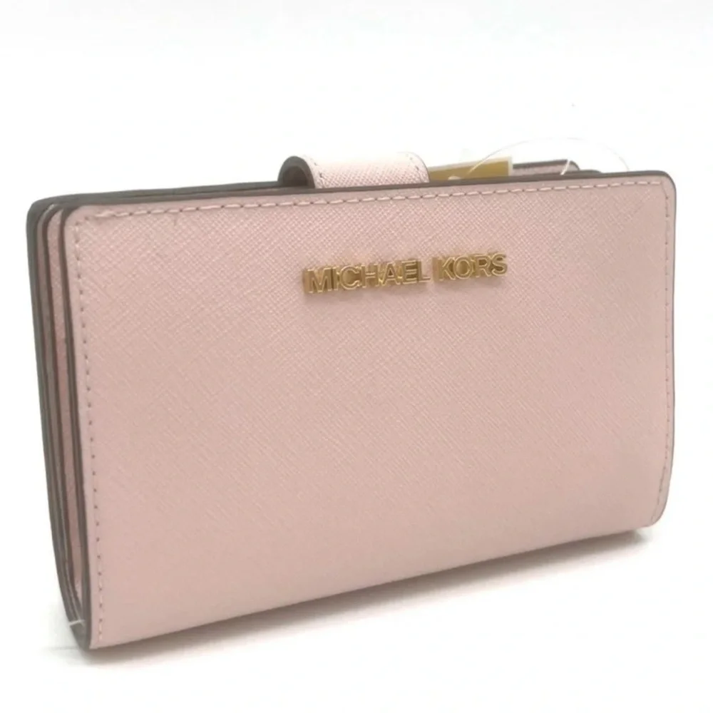 Michael Kors Medium Bifold Zip Chain Wallet Powder Blush - Picture 3 of 8